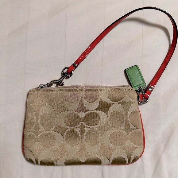 Coach poppy orange and tan wristlet - Picture 4 of 5